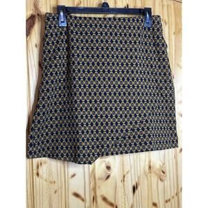 CAbi Women’s Medium Kensington Proper Standout Mustard Navy Pull On Mini Skirt